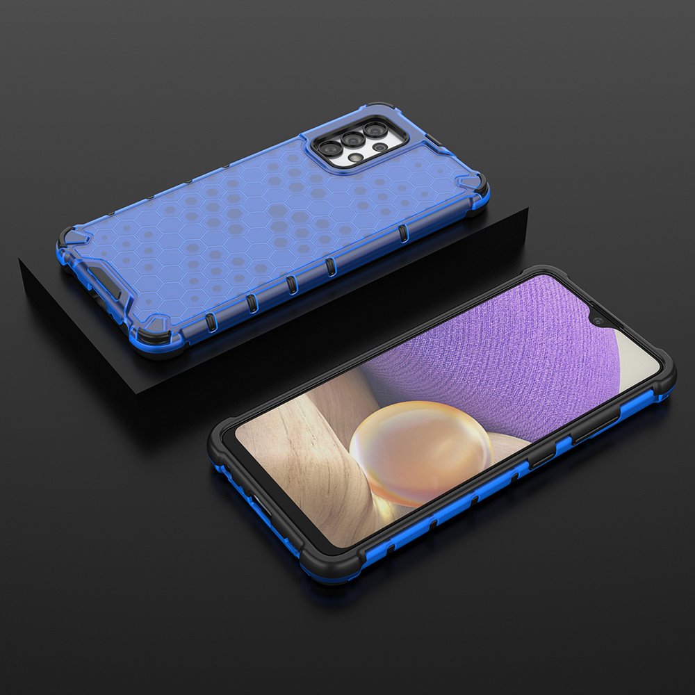 Honeycomb-fodral pansarskydd med en gelram för Samsung Galaxy A03s (166.5) blå