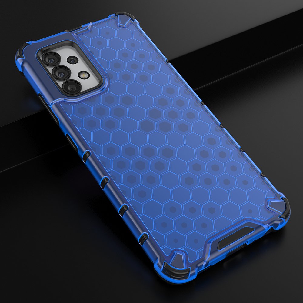 Honeycomb-fodral pansarskydd med en gelram för Samsung Galaxy A03s (166.5) blå