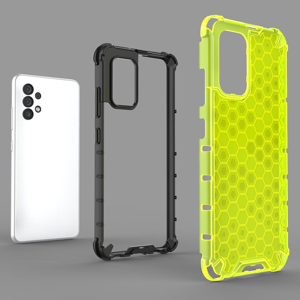 Honeycomb-fodral pansarskydd med en gelram för Samsung Galaxy A03s (166.5) blå