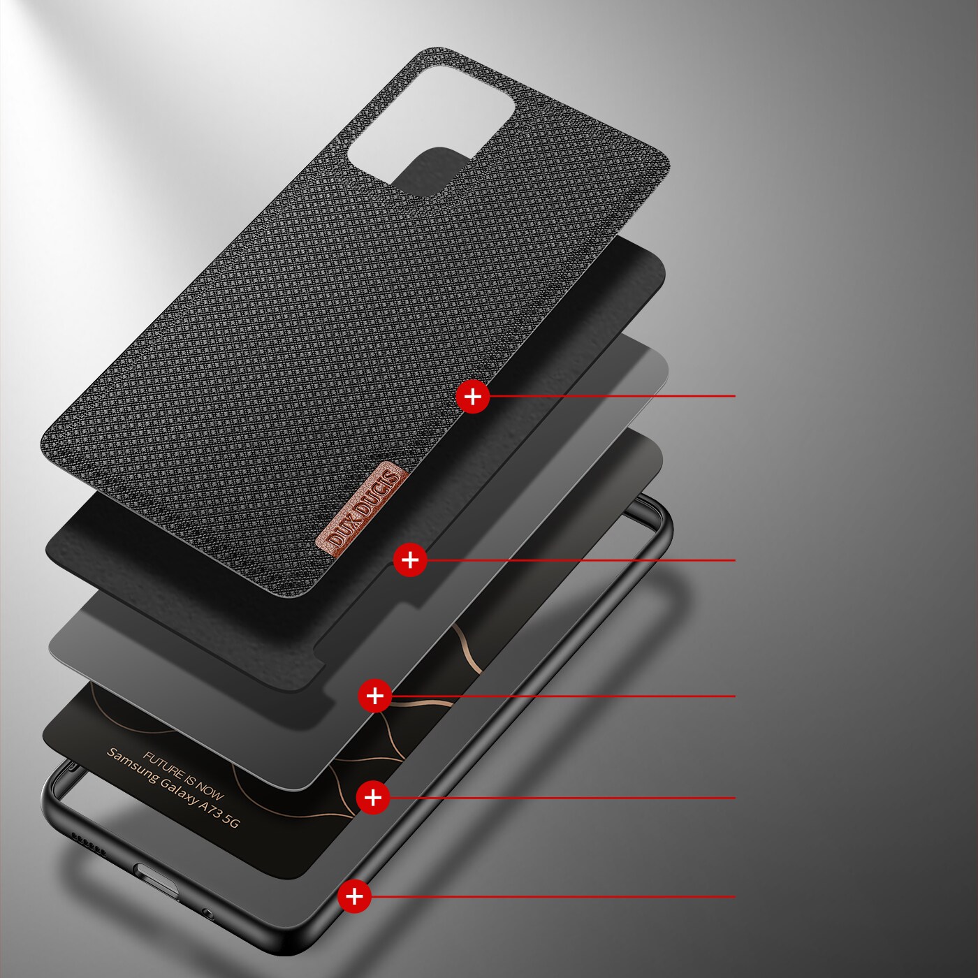 Dux Ducis Fino cover, nylonmateriale Samsung Galaxy A73 sort