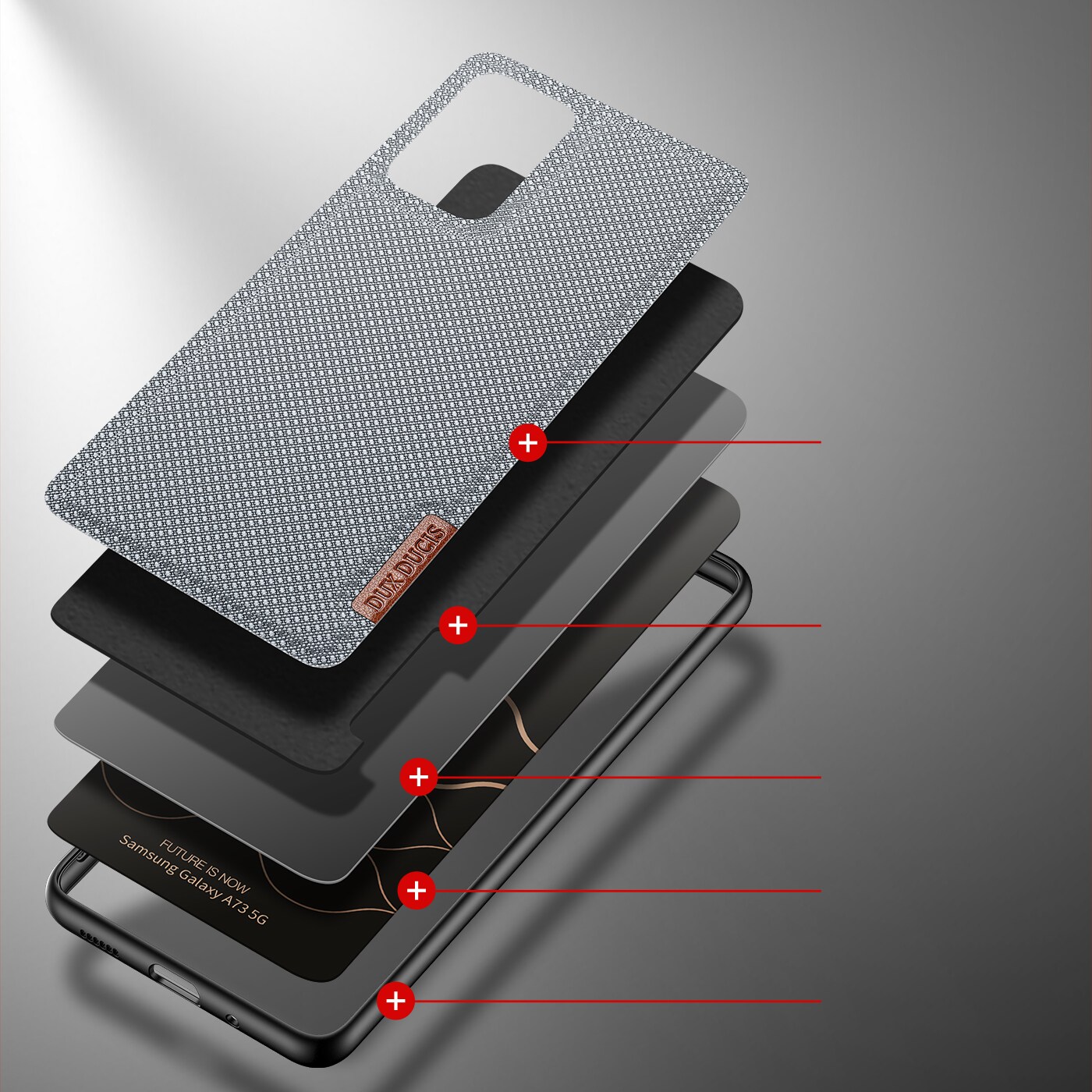 Dux Ducis Fino etui er lavet af nylonmateriale til Samsung Galaxy A73 blå