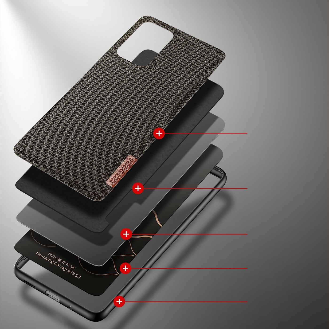Dux Ducis Fino etui er lavet af nylonmateriale til Samsung Galaxy A73 grøn