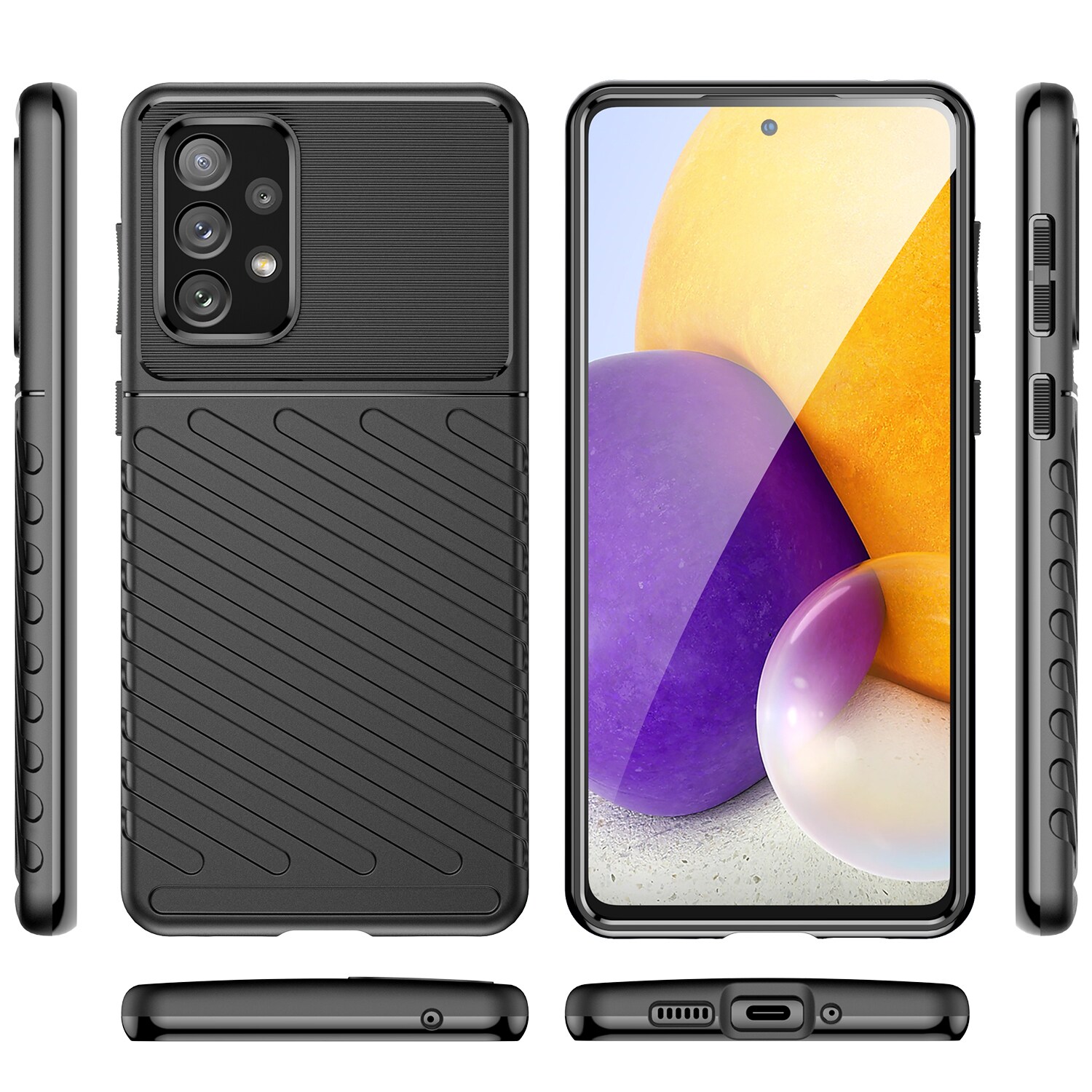 Thunder Case flexibelt pansarskydd för Samsung Galaxy A73 svart
