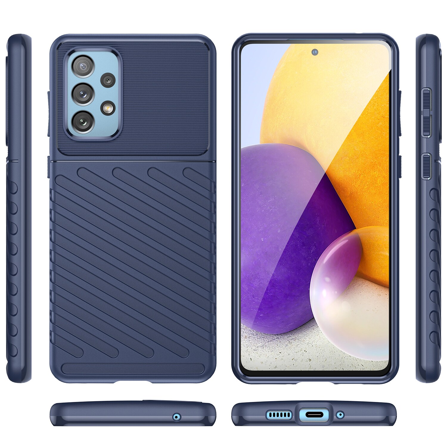 Thunder Case flexibelt pansarskydd för Samsung Galaxy A73 blå