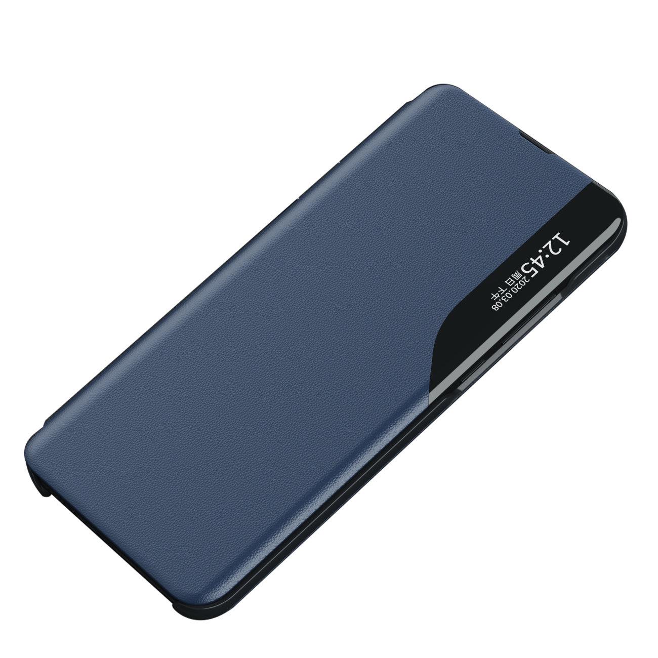 Eco Leather View Case elegant etui med klap og standerfunktion til Samsung Galaxy A73 blå