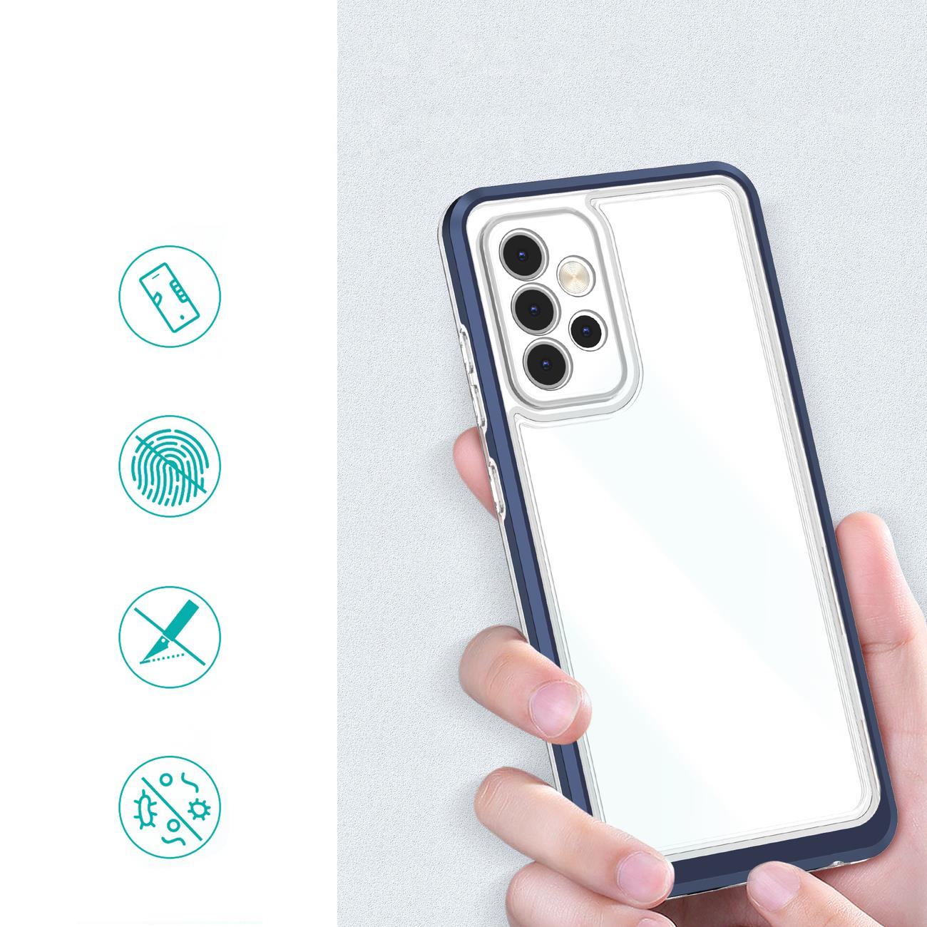 Klart 3-i-1-etui til Samsung Galaxy A13 5G Frame Gel Cover Blue