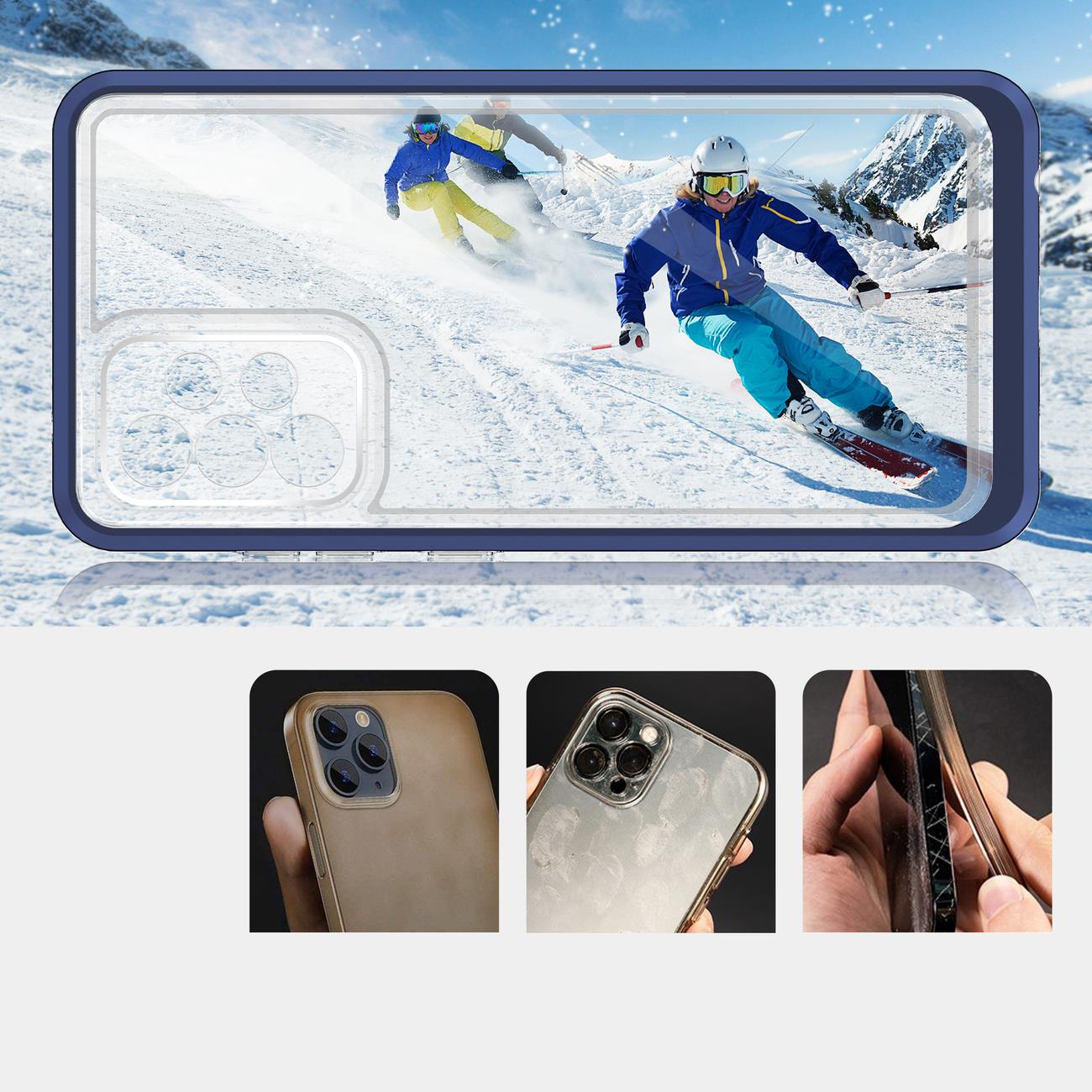 Klart 3-i-1-etui til Samsung Galaxy A13 5G Frame Gel Cover Blue