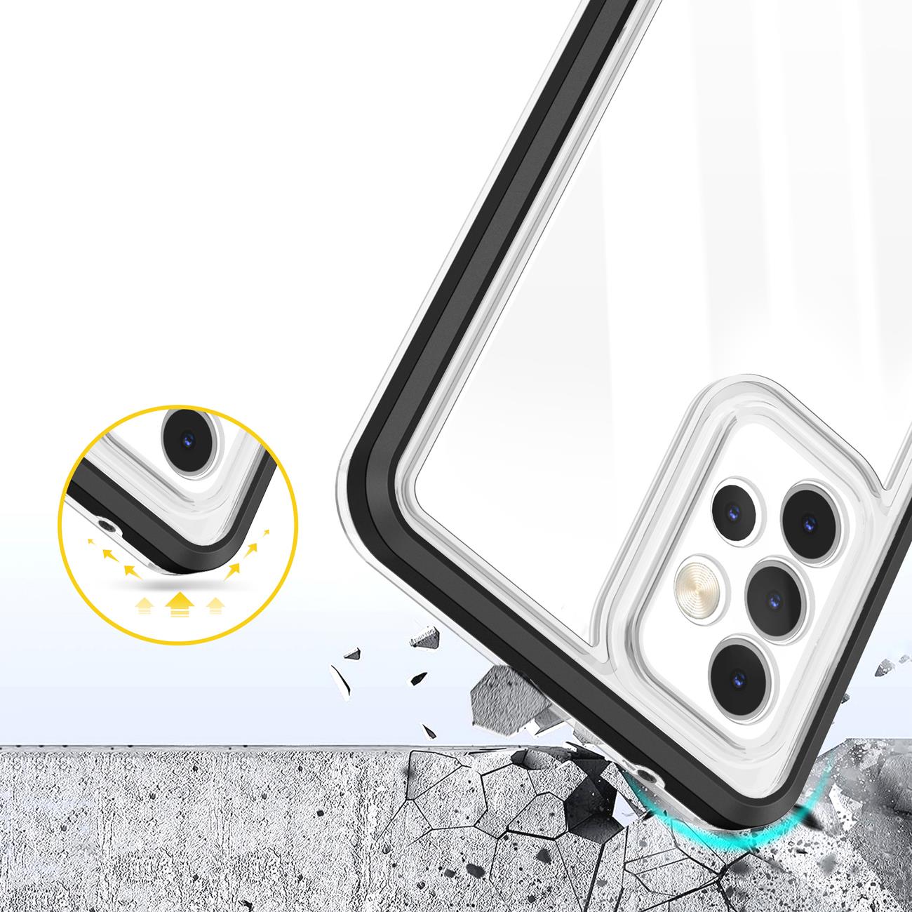 Clear 3in1 Case til Samsung Galaxy A73 Frame Cover Gel Black