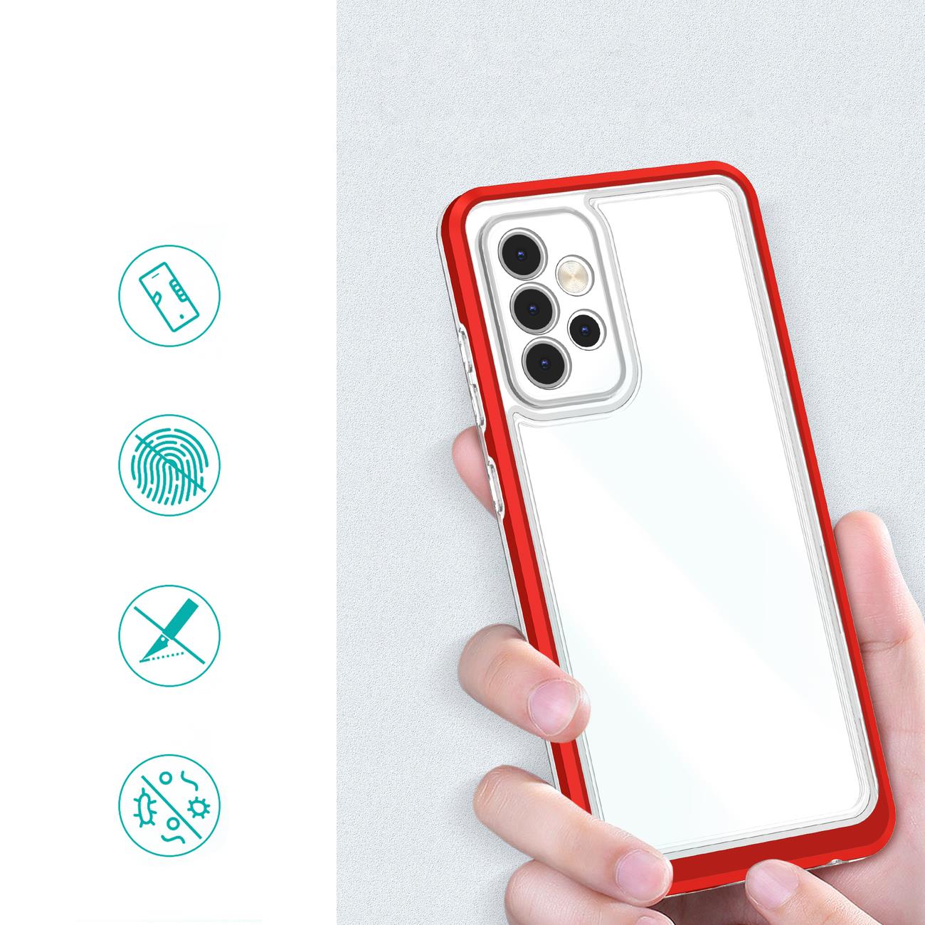 Klart 3-i-1-etui til Samsung Galaxy A73 Frame Cover Gel Red