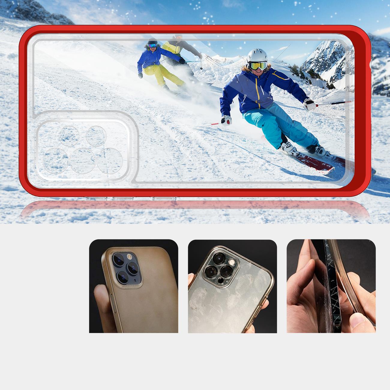 Klart 3-i-1-etui til Samsung Galaxy A73 Frame Cover Gel Red