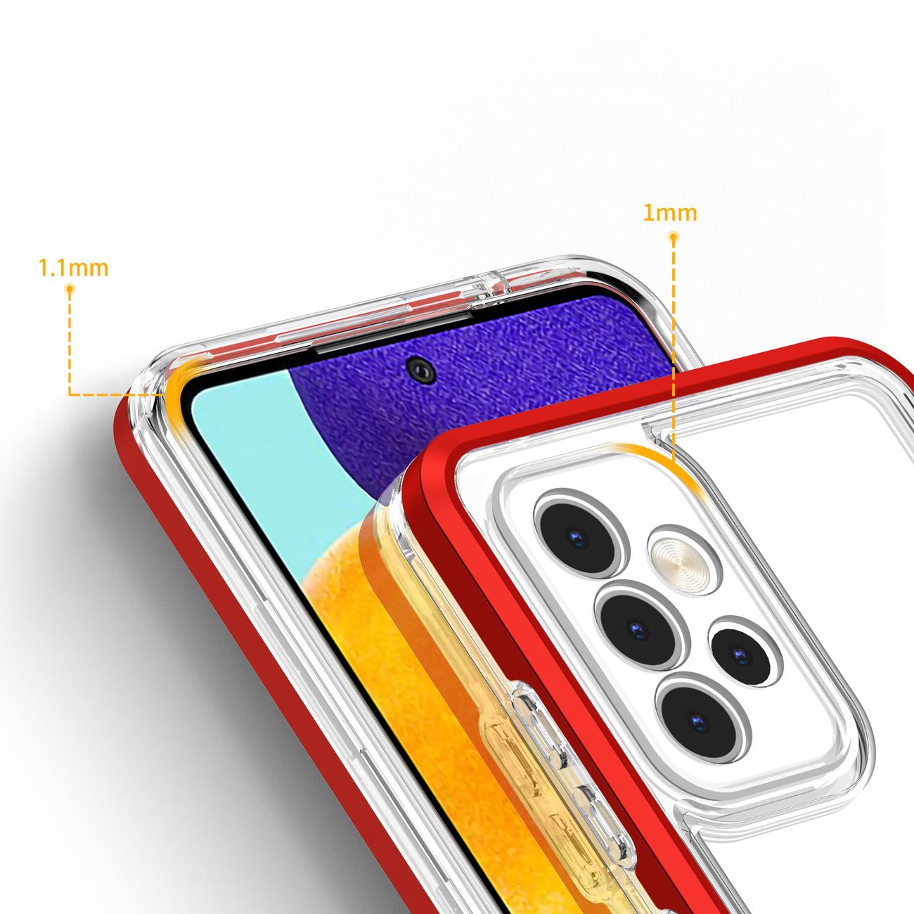 Klart 3-i-1-etui til Samsung Galaxy A73 Frame Cover Gel Red