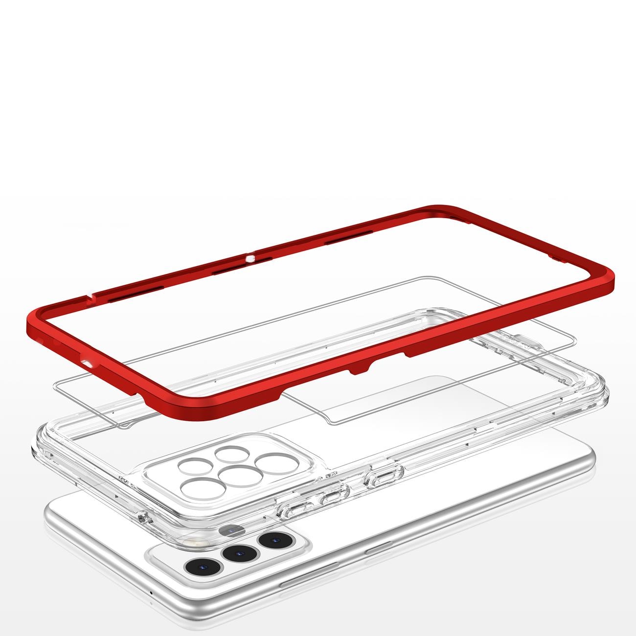 Klart 3-i-1-etui til Samsung Galaxy A73 Frame Cover Gel Red