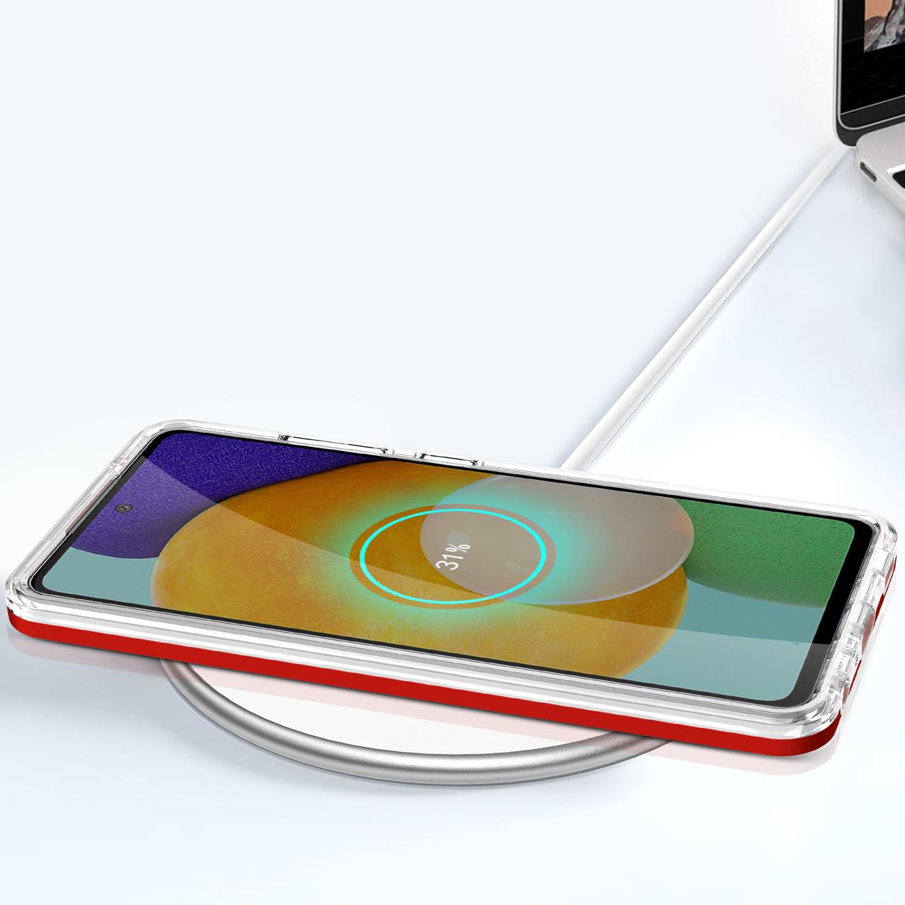 Klart 3-i-1-etui til Samsung Galaxy A73 Frame Cover Gel Red