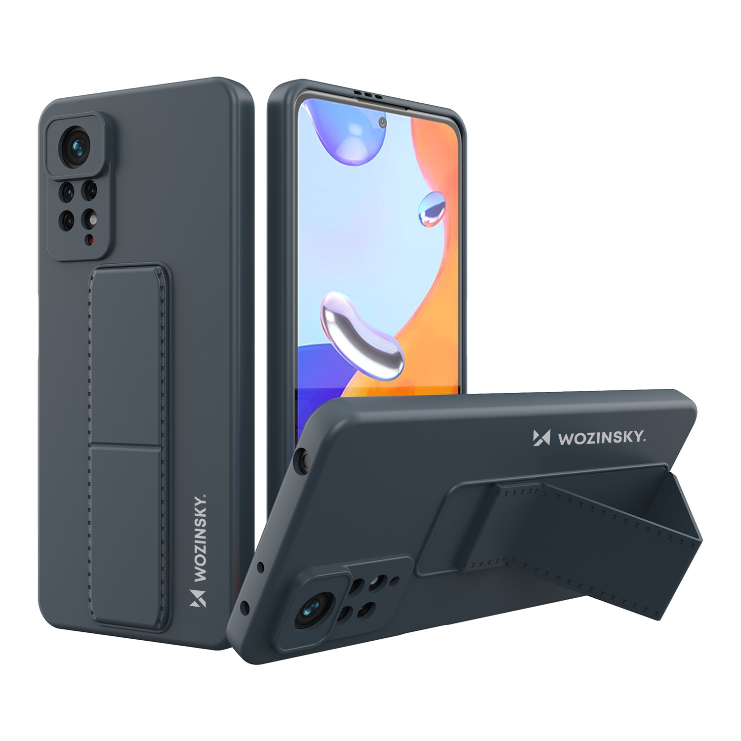 Wozinsky Kickstand Fodral silikonfodral med stativ Xiaomi Redmi Note 11 Pro marinblå