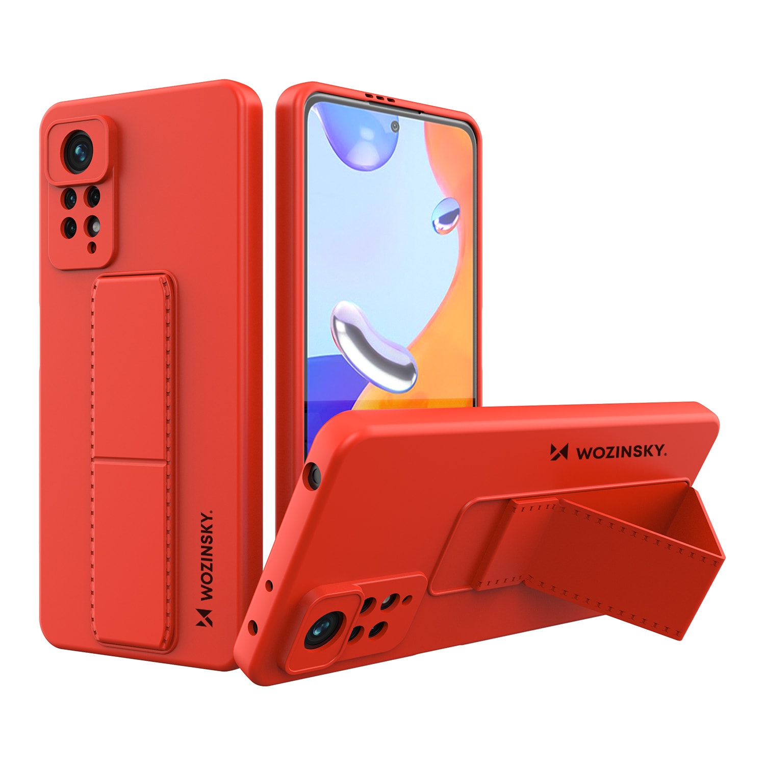 Wozinsky Kickstand Fodral silikonfodral med stativ Xiaomi Redmi Note 11 Pro röd