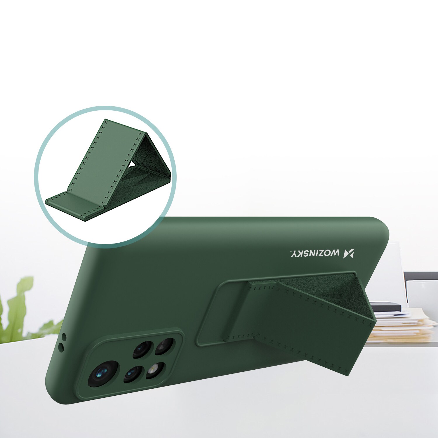 Wozinsky Kickstand-etui silikoneetui med stander Xiaomi Poco M4 Pro 5G marineblå