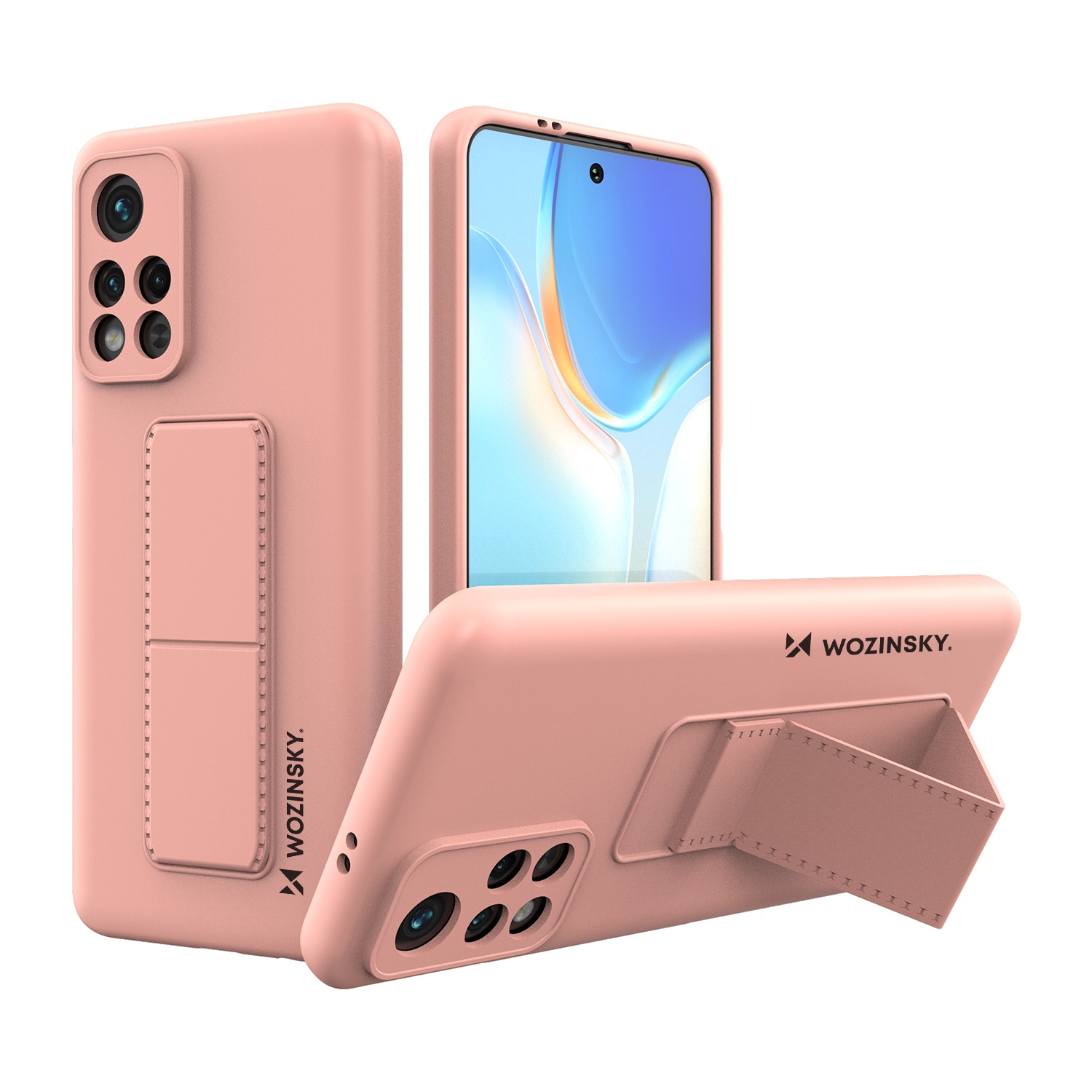 Wozinsky Kickstand Fodral silikonfodral med stativ Xiaomi Poco M4 Pro 5G rosa