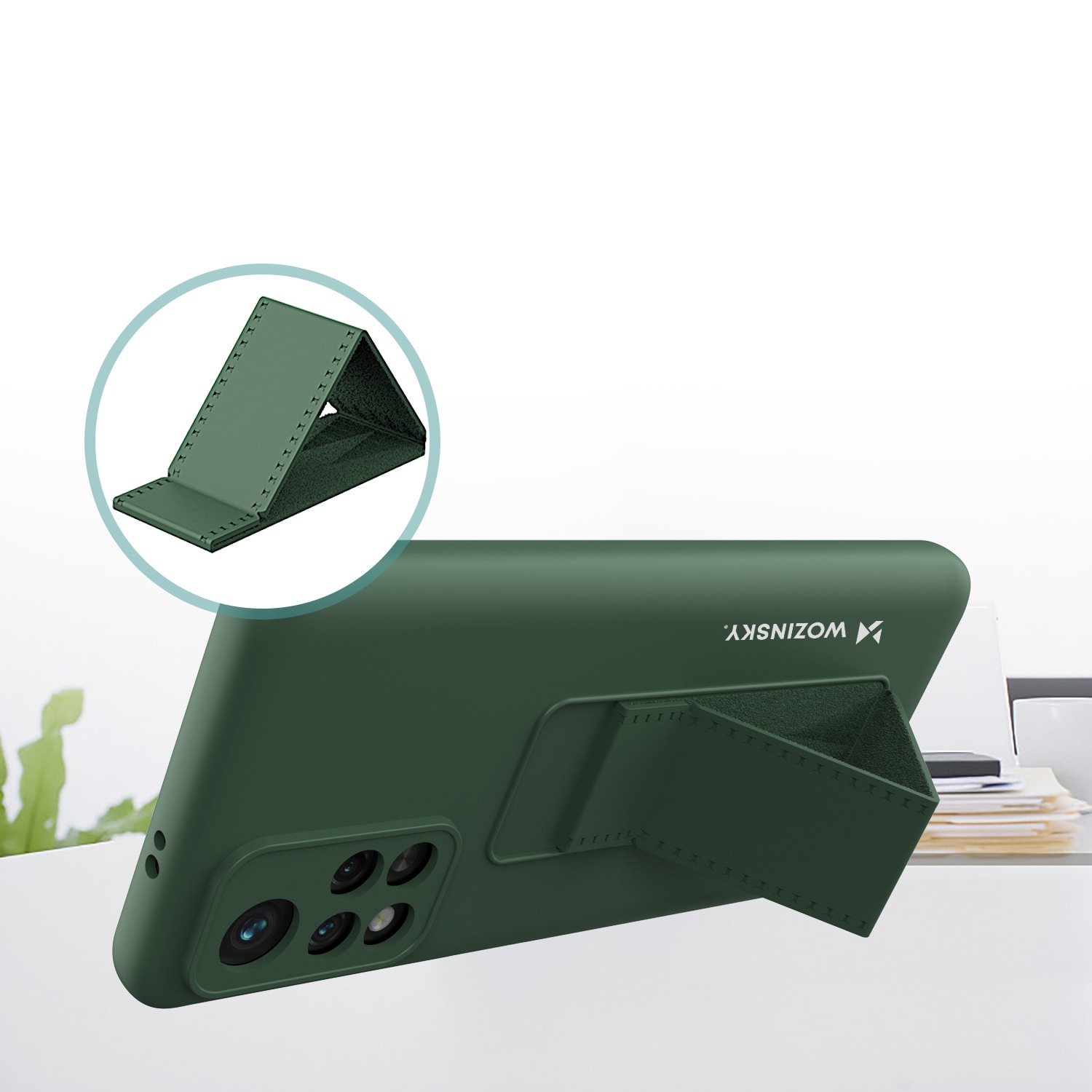 Wozinsky Kickstand-etui silikoneetui med stander Xiaomi Poco M4 Pro 5G pink