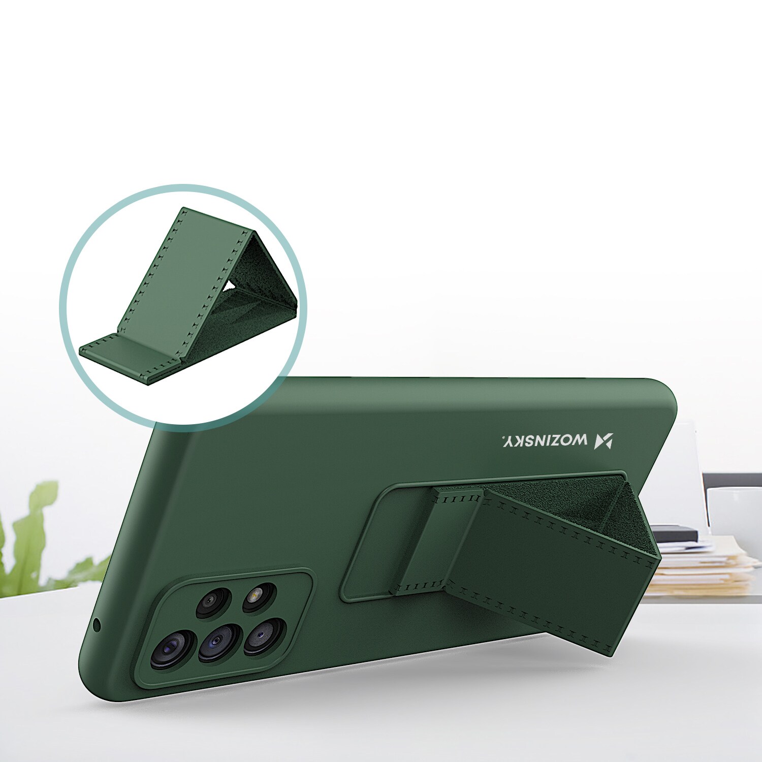 Wozinsky Kickstand-etui silikoneetui med stander til Samsung Galaxy A73 marineblå
