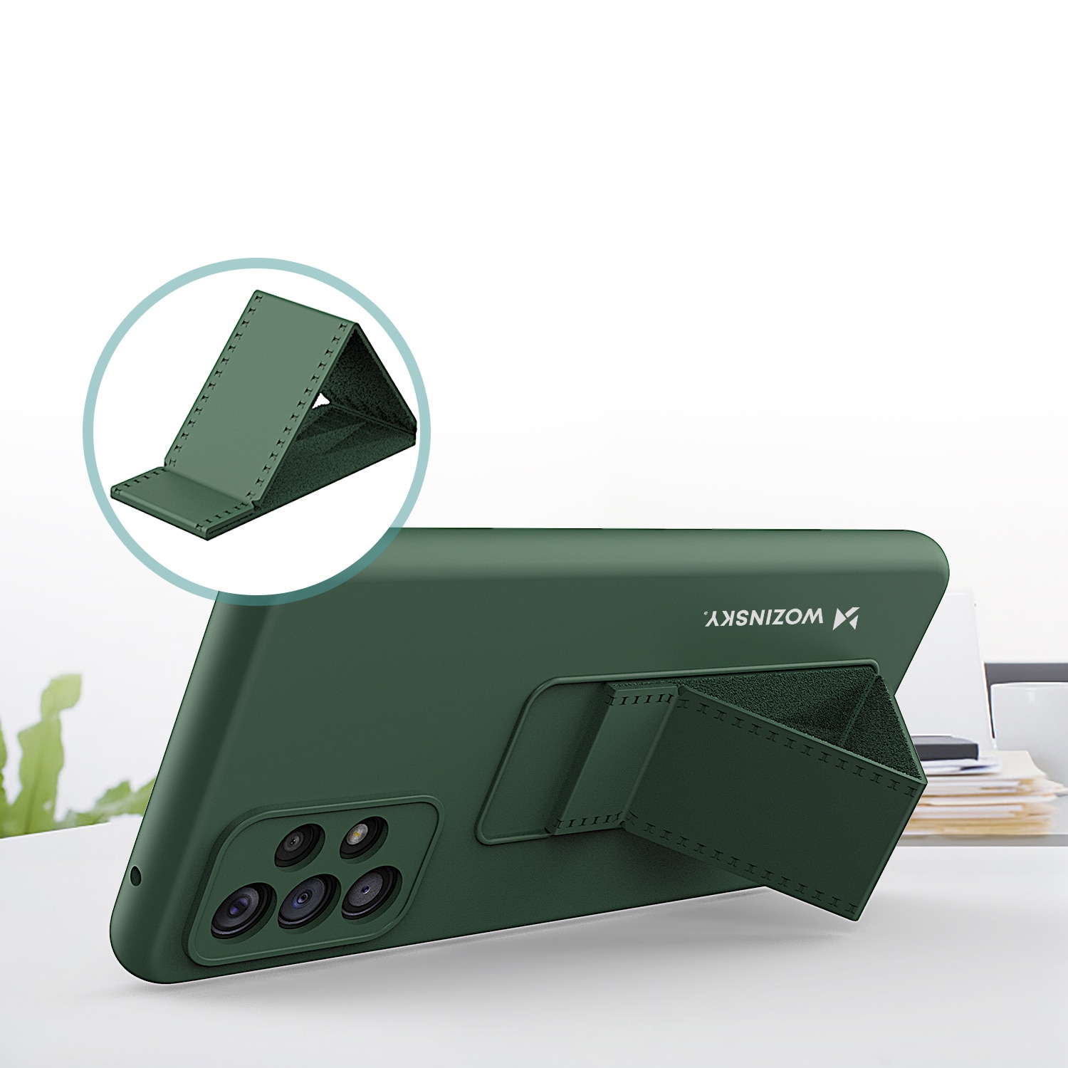 Wozinsky Kickstand-etui silikoneetui med stander til Samsung Galaxy A73 pink