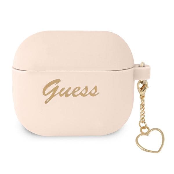 Guess GUA3LSCHSP AirPods 3-skydd rosa/rosa Silikon Charm Heart Collection