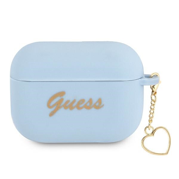 Guess GUAPLSCHSB AirPods Pro-skydd blå/blå Silikon Charm Heart Collection