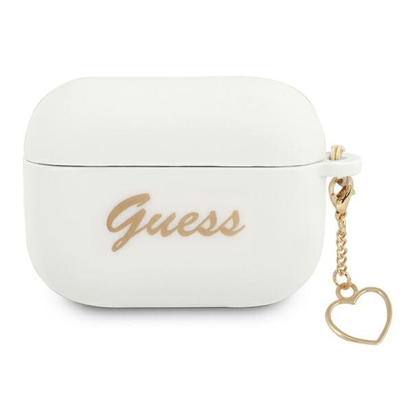 Guess GUAPLSCHSH AirPods Pro-skydd vit/vit Silikon Charm Heart Collection
