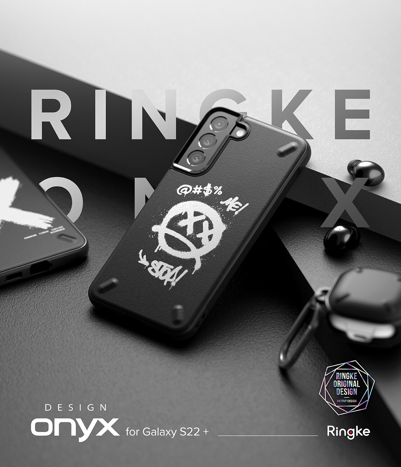 Ringke Onyx Design Slitstarkt Fodral för Samsung Galaxy S22 + (S22 Plus) svart (X) ()