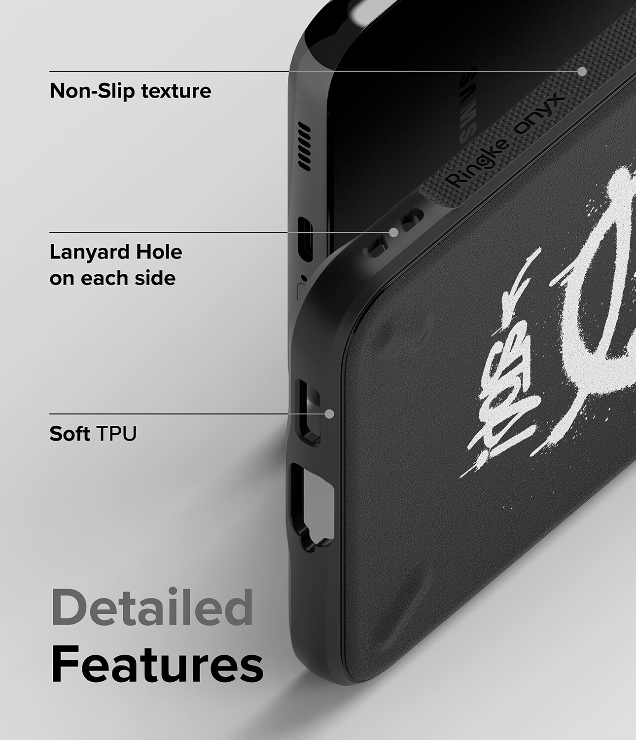 Ringke Onyx Design Hållbart TPU-skydd för Samsung Galaxy S22 + (S22 Plus) svart (Graffiti) ()