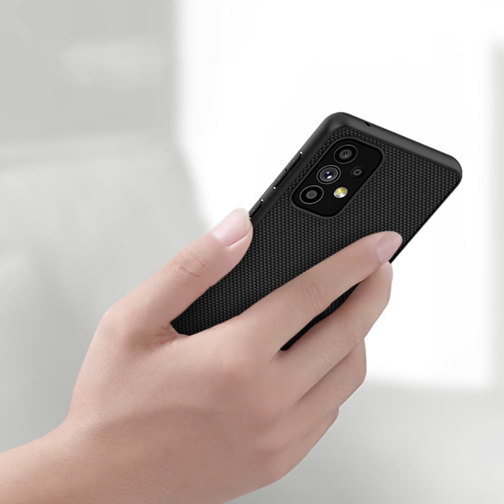 Nillkin Textured Case for Samsung Galaxy A73 - Holdbart etui med gelramme og nylonbagside, sort