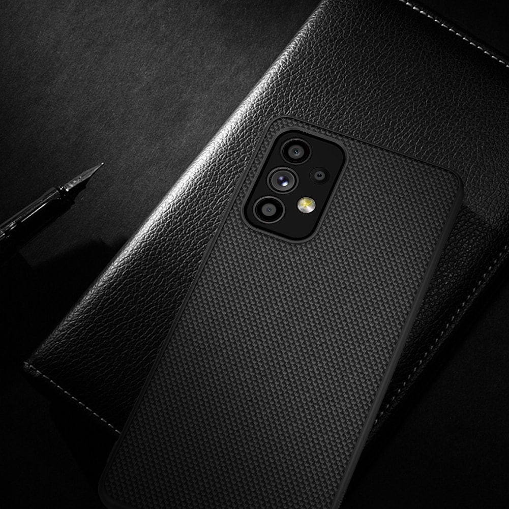Nillkin Textured Case for Samsung Galaxy A73 - Holdbart etui med gelramme og nylonbagside, sort