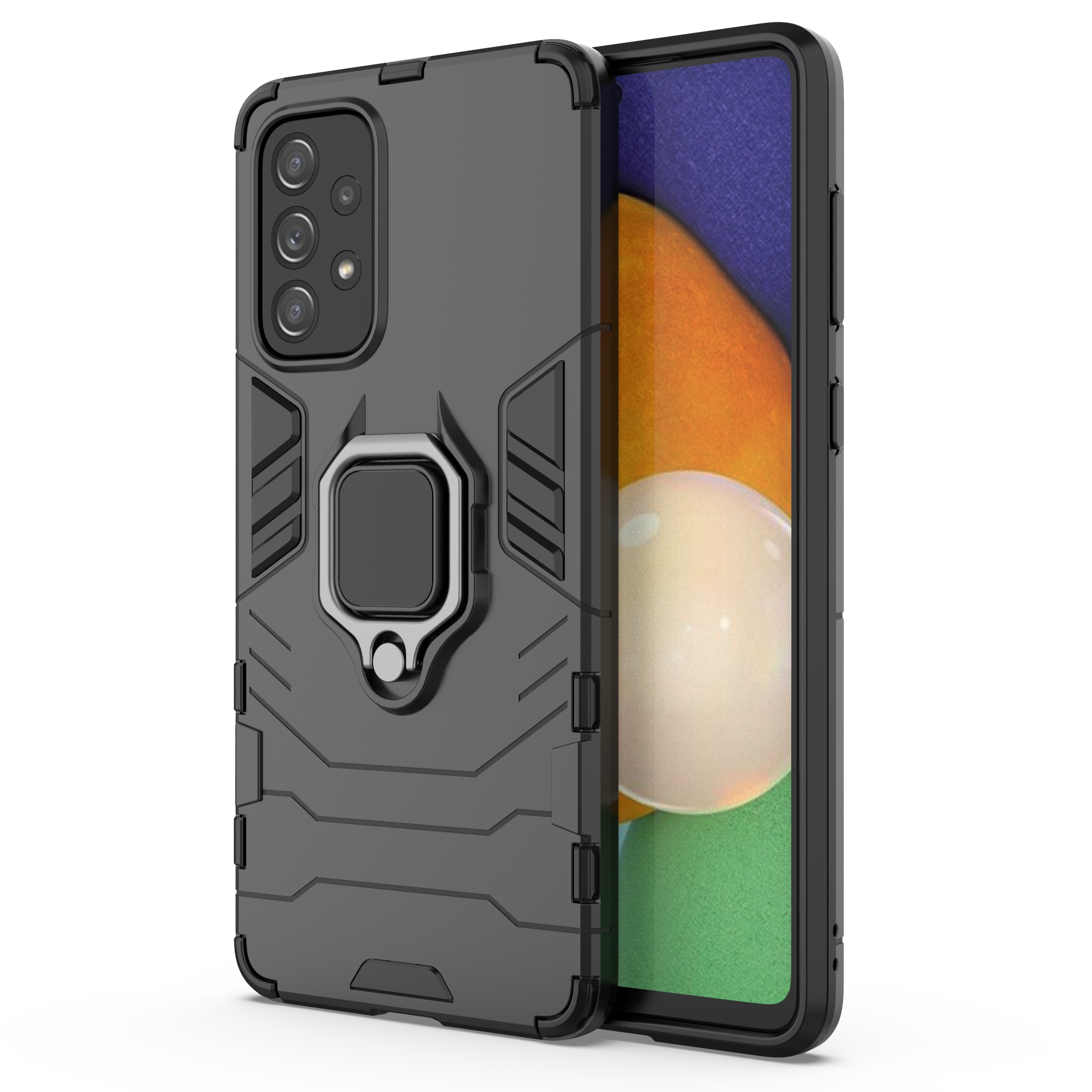 Ring Armor robust hybrid cover + magnetisk holder til Samsung Galaxy A73 sort