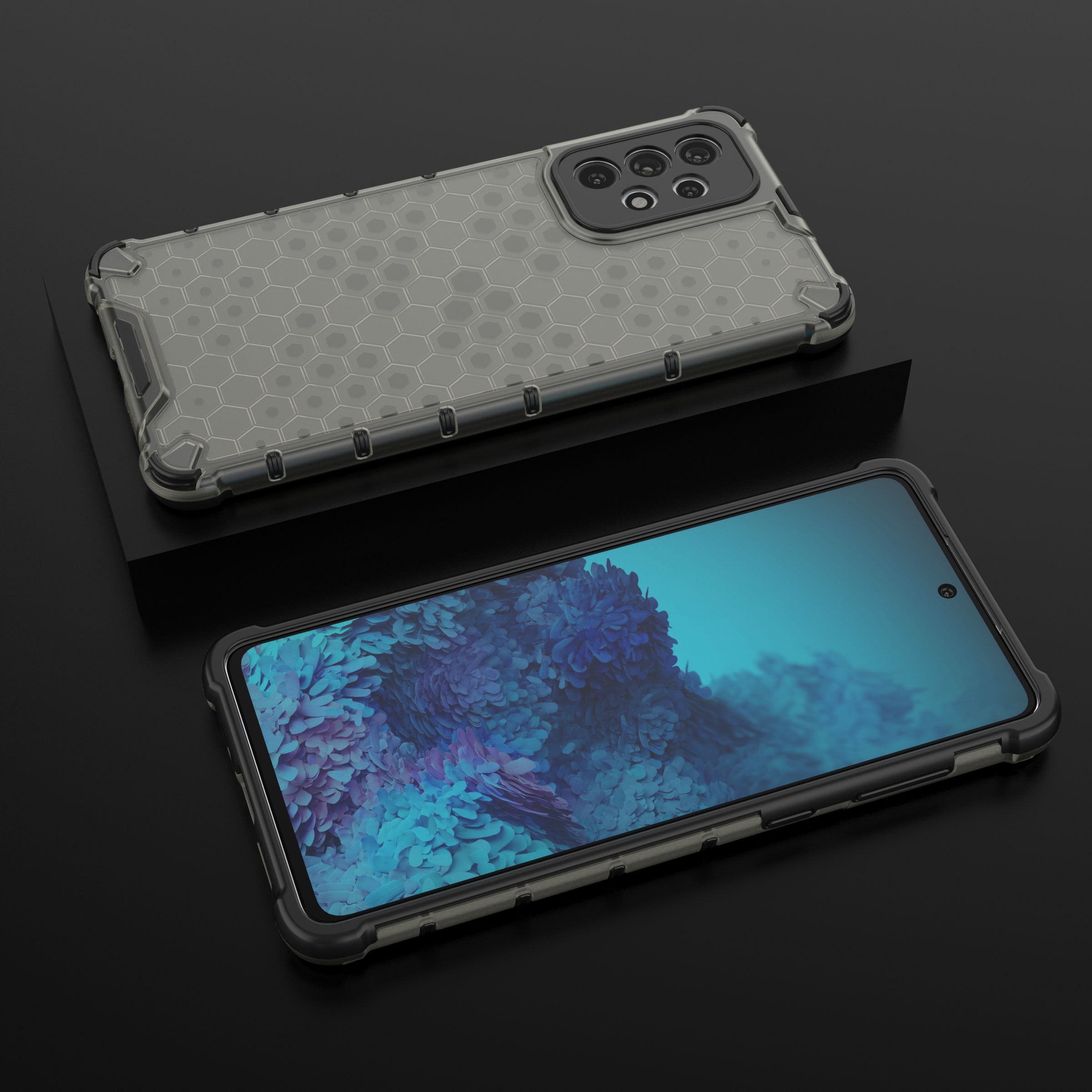 Honeycomb-fodral pansarskydd med gelram för Samsung Galaxy A73 svart