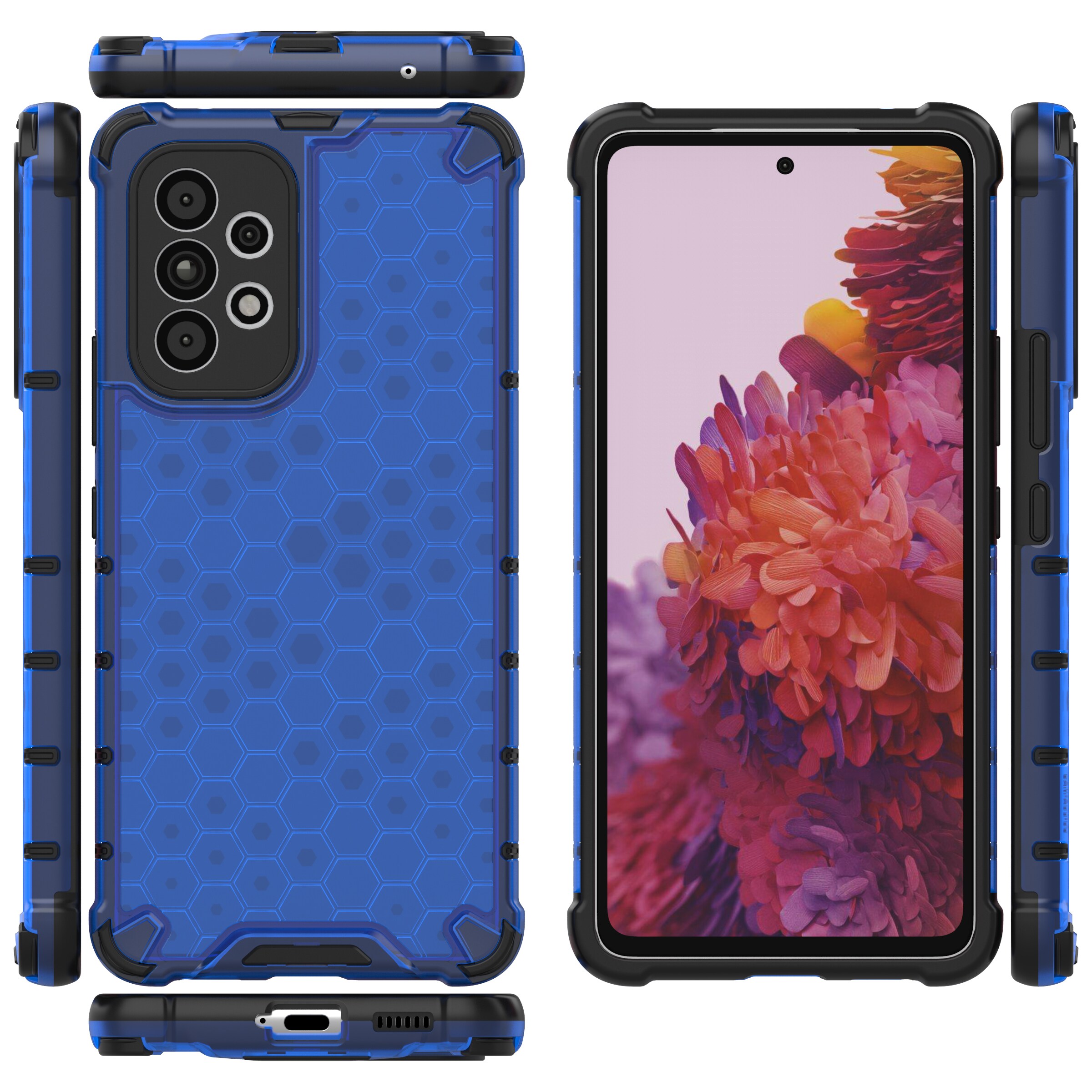 Honeycomb-fodral pansarskydd med gelram för Samsung Galaxy A73 svart
