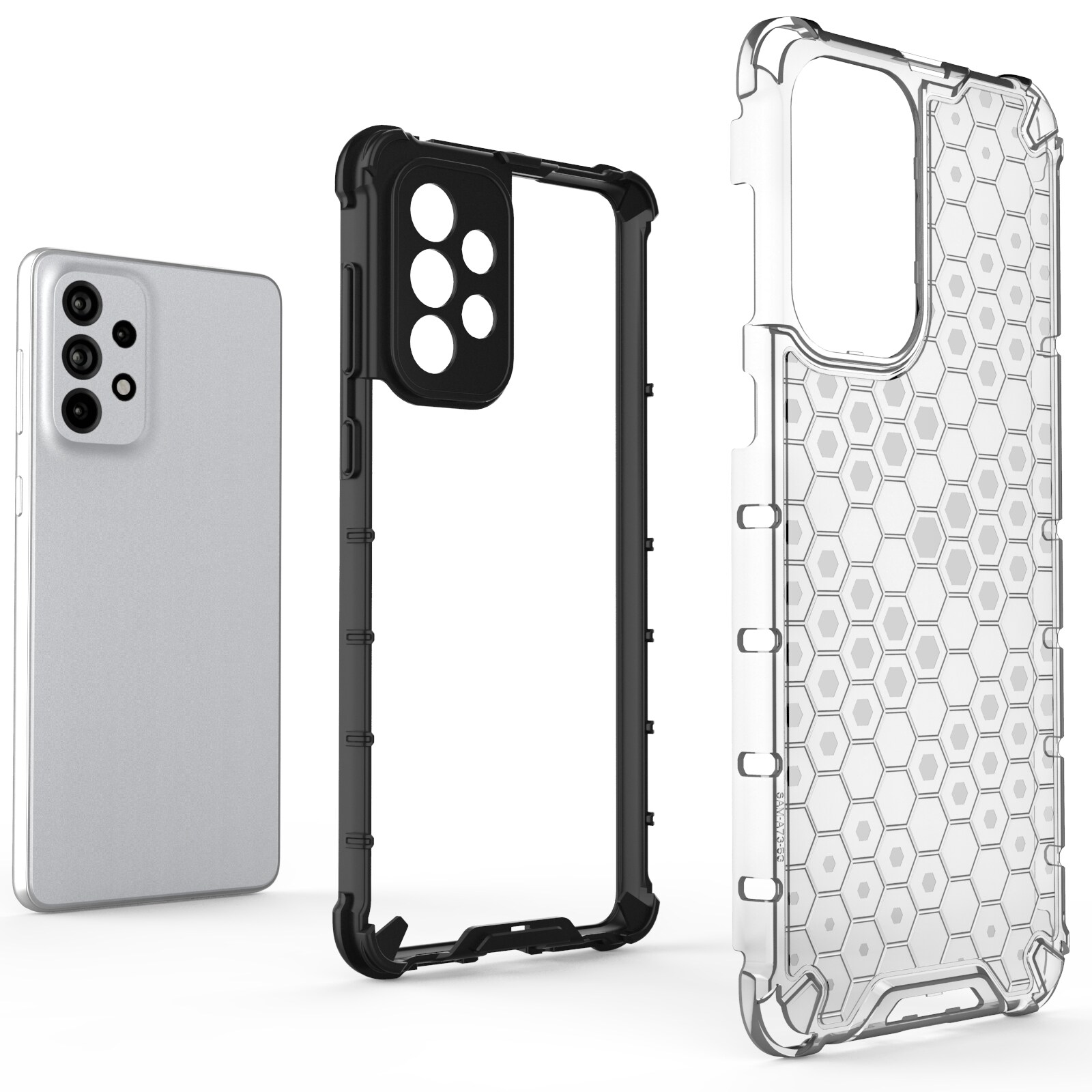 Honeycomb-fodral pansarskydd med gelram för Samsung Galaxy A73 svart