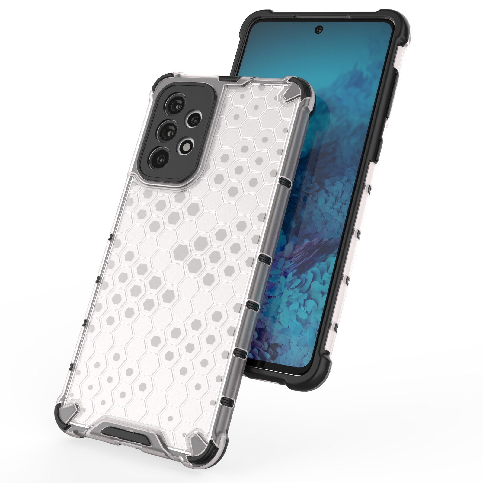 Honeycomb-fodral pansarskydd med gelram för Samsung Galaxy A73 svart
