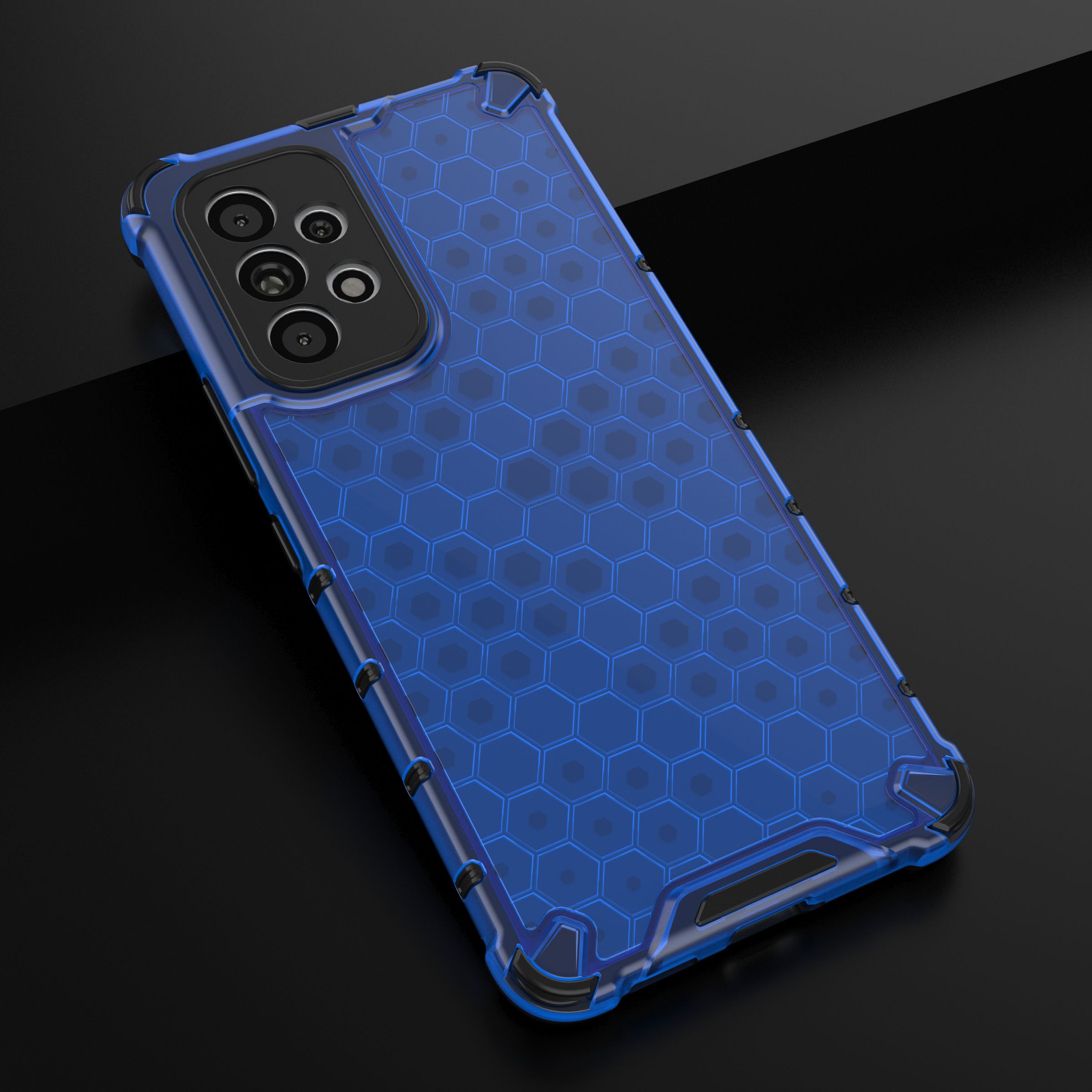 Honeycomb-fodral pansarskydd med gelram för Samsung Galaxy A73 blå