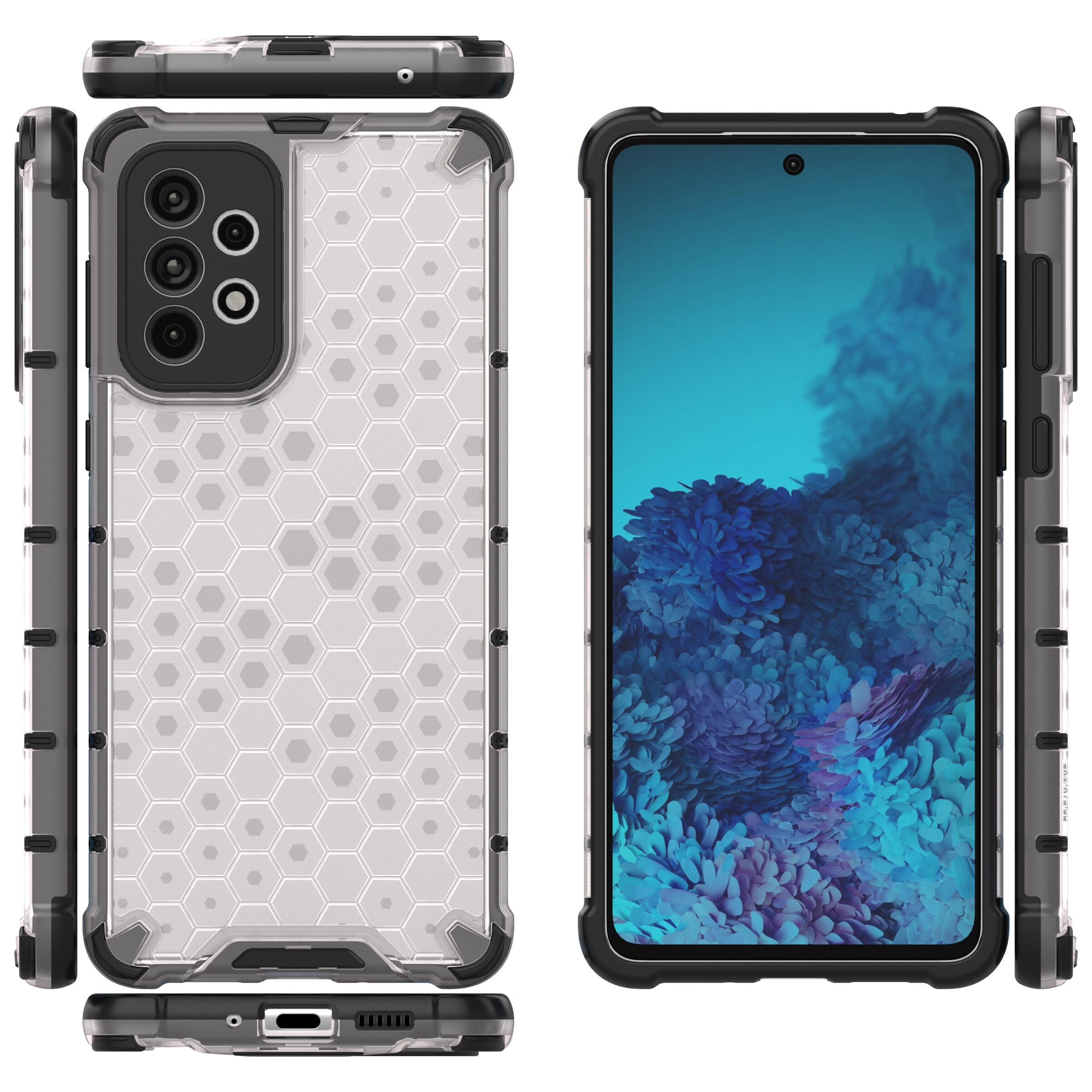 Honeycomb-fodral pansarskydd med en gelram för Samsung Galaxy A73 transparent