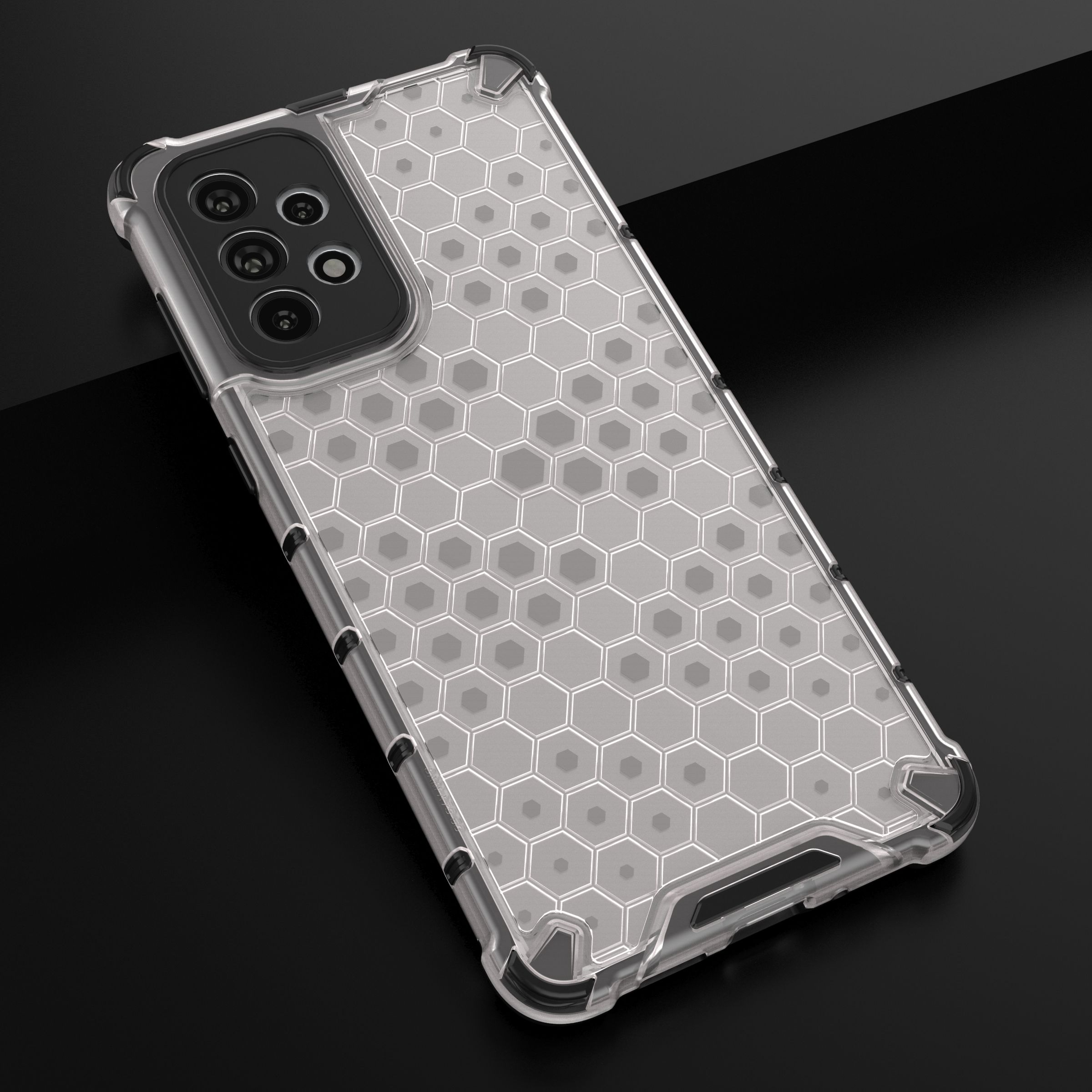 Honeycomb-fodral pansarskydd med en gelram för Samsung Galaxy A73 transparent