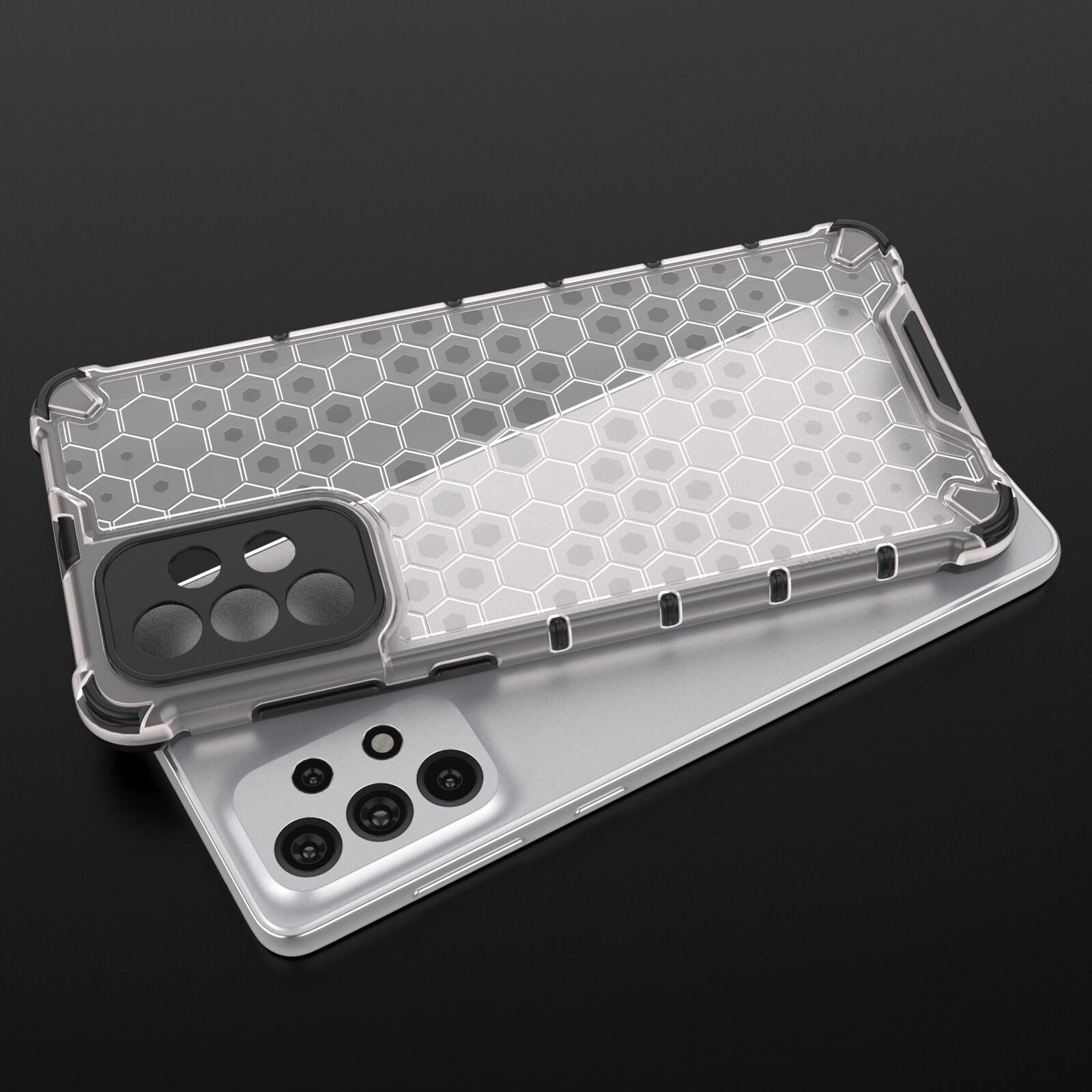 Honeycomb-fodral pansarskydd med en gelram för Samsung Galaxy A73 transparent