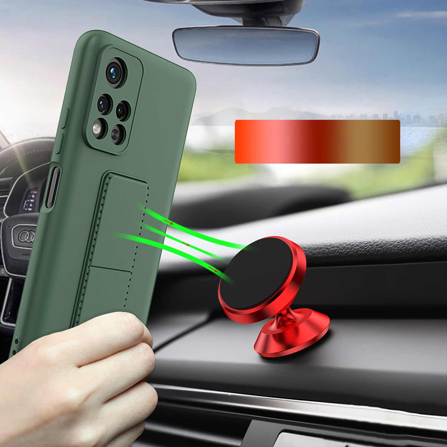 Wozinsky Kickstand Etui Silikone Stand Cover til Xiaomi Redmi Note 11S / Note 11 rød