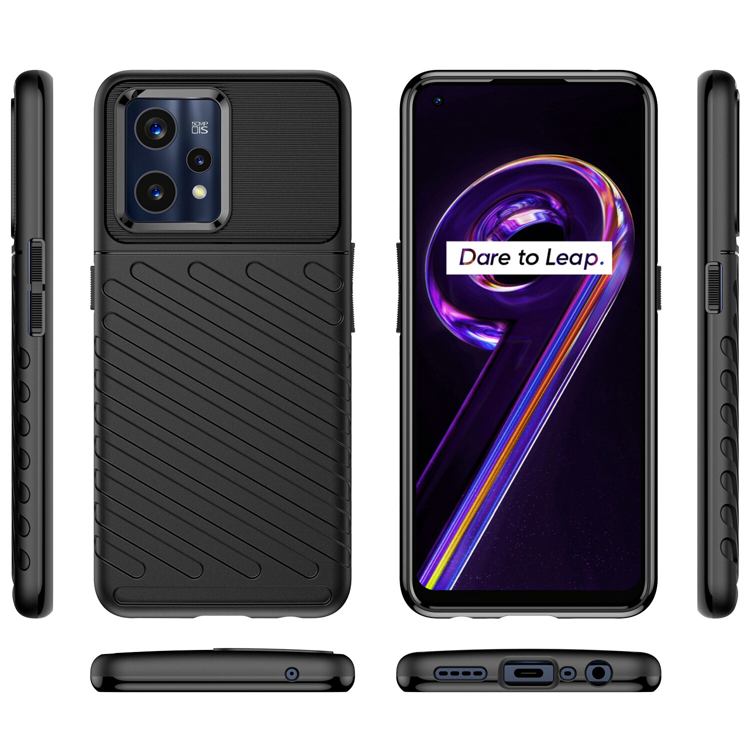 Thunder Case Flexibelt pansarskydd för Realme 9 Pro + (9 Pro Plus) svart