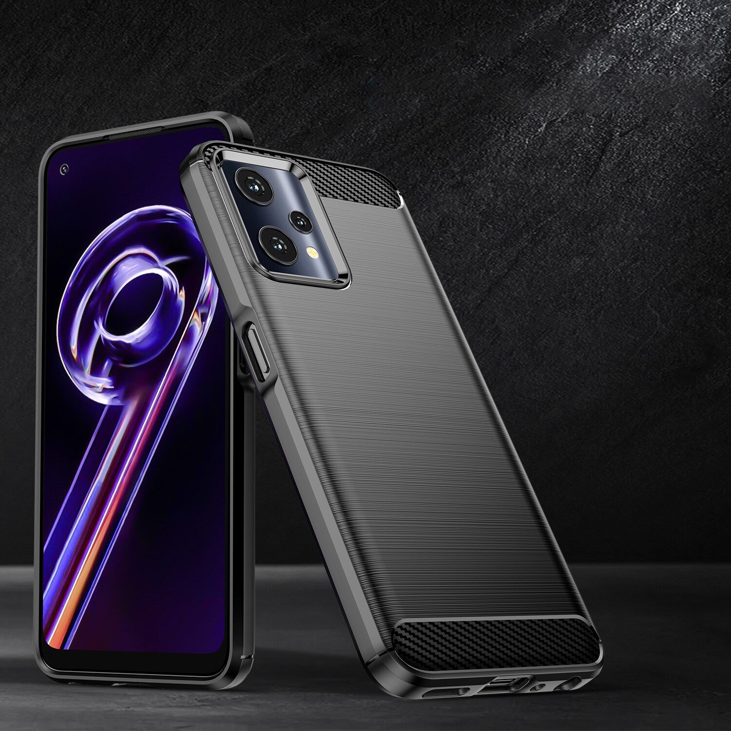 Carbon Case Fleksibelt cover Realme 9 Pro sort