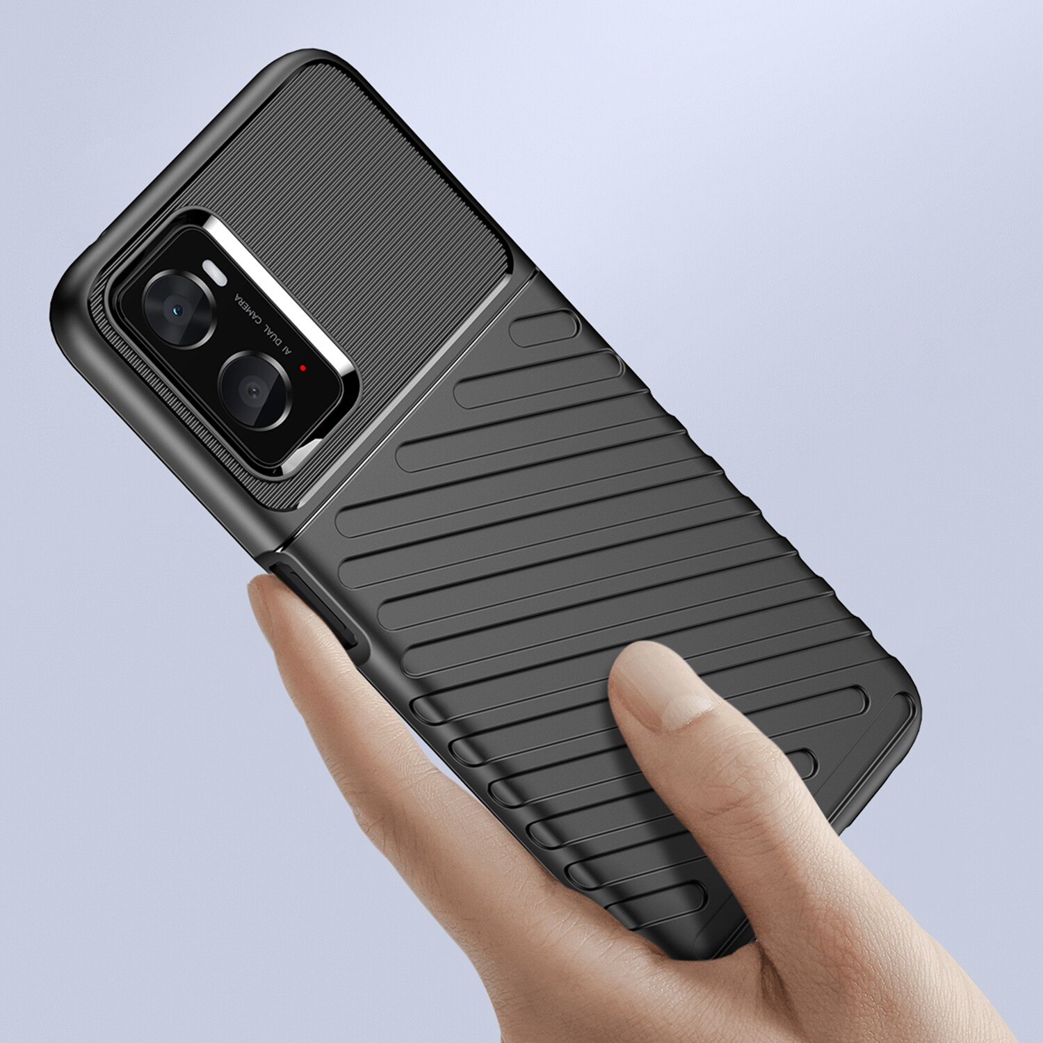 Thunder Case flexibelt pansarskydd för Oppo A76 / Oppo A36 / Realme 9i svart