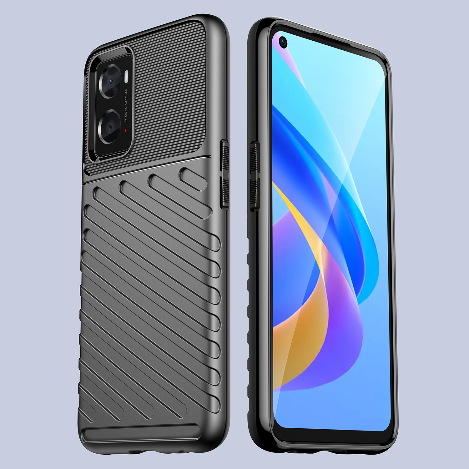 Thunder Case flexibelt pansarskydd för Oppo A76 / Oppo A36 / Realme 9i svart