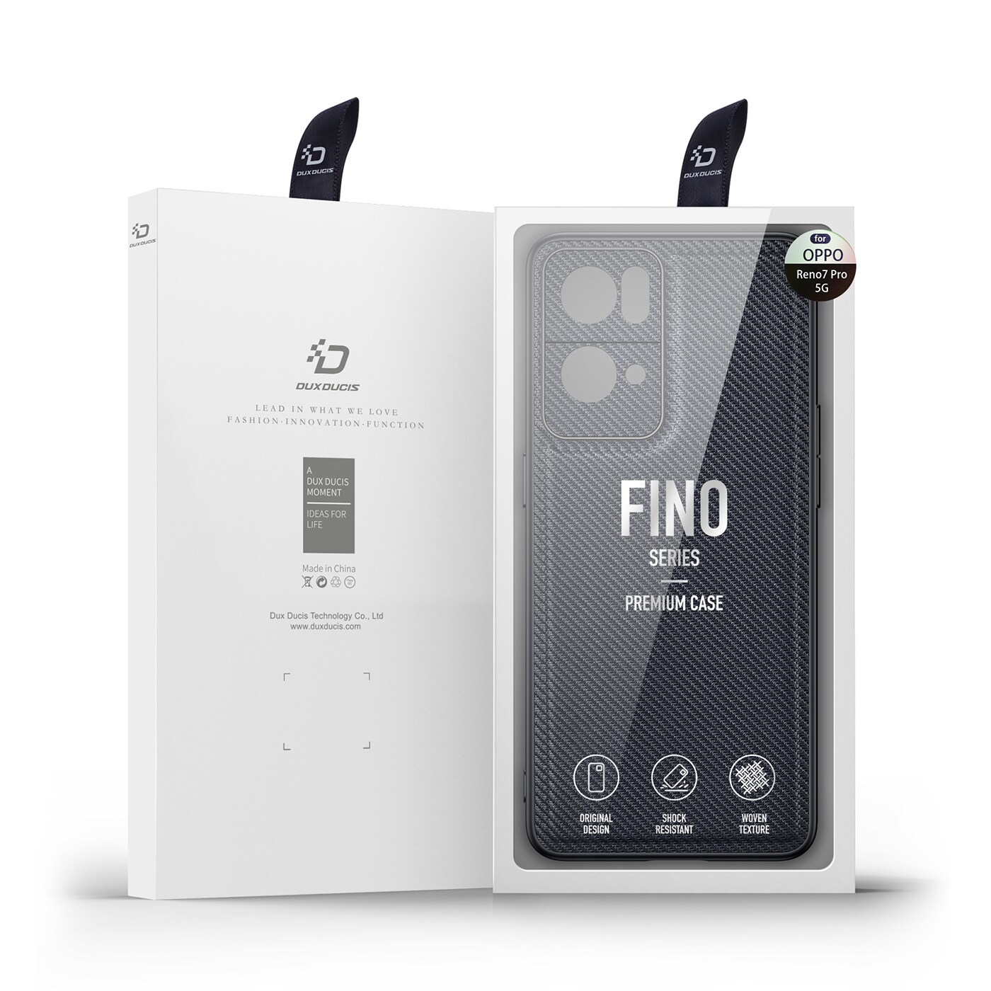 Dux Ducis Fino etui dækket med nylonmateriale Oppo Reno7 Pro 5G sort
