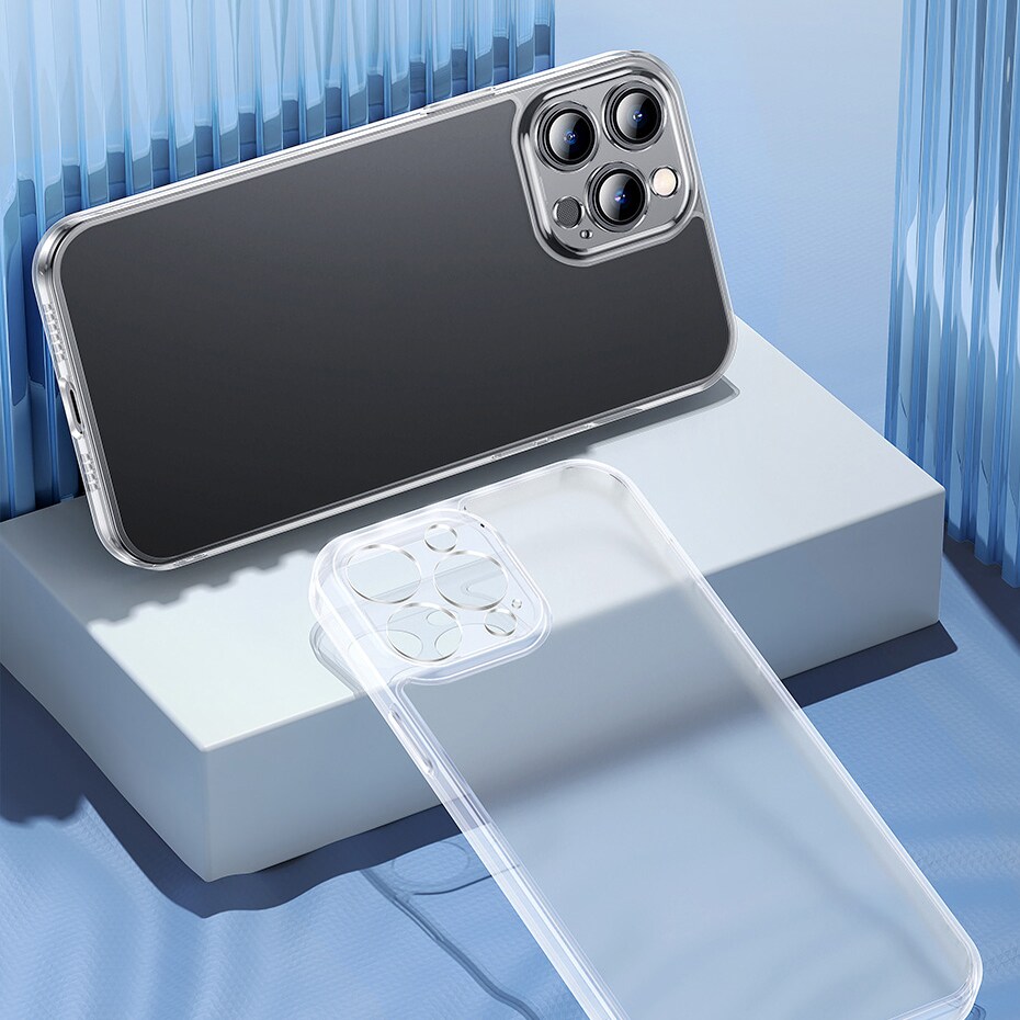 Baseus Frostat glasfodral för iPhone 13 Pro Max Hårt fodral med gelram Transparent (ARWS000802)