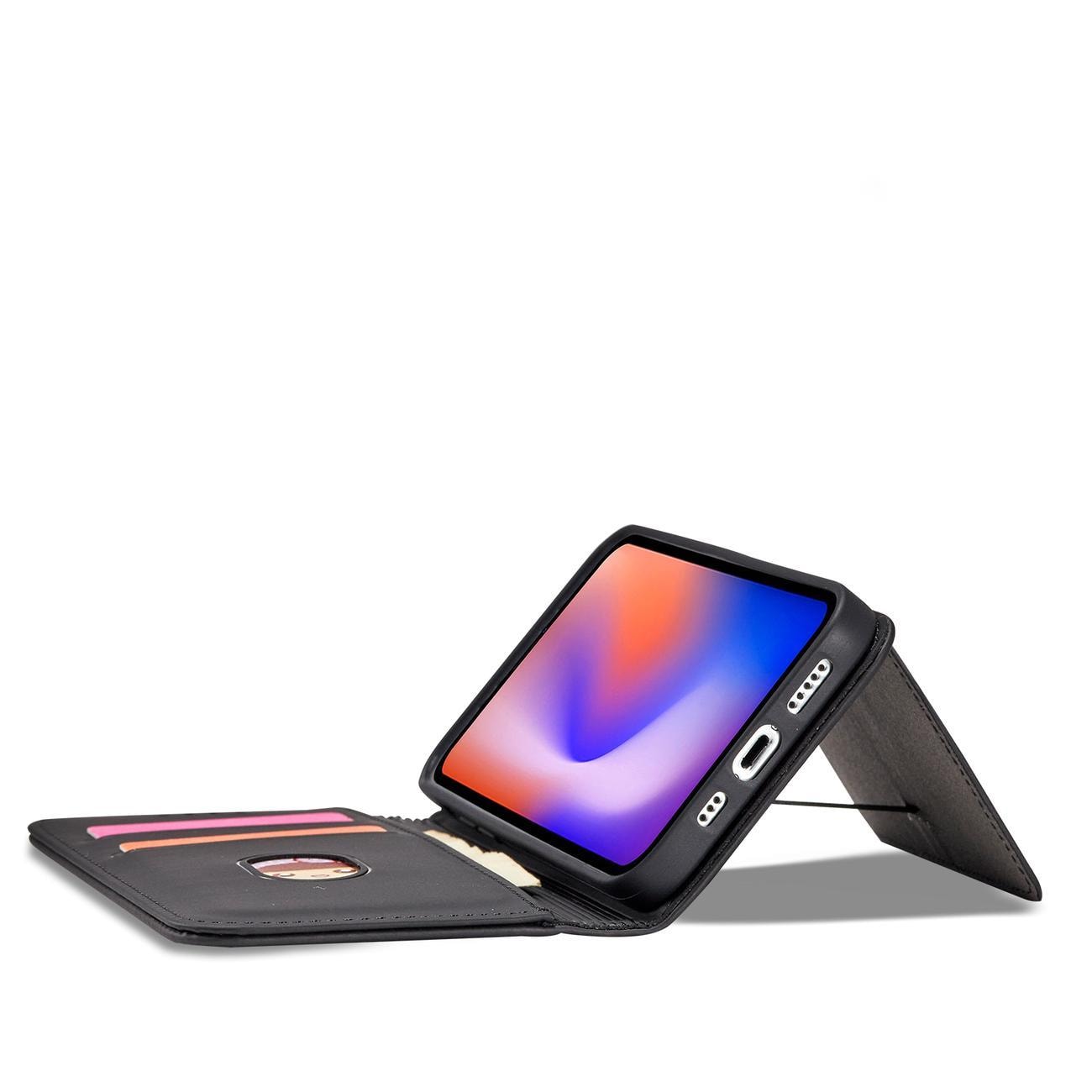 Magnet Kortfodral för iPhone 12 Pro Pouch Kort Plånbok Korthållare Svart