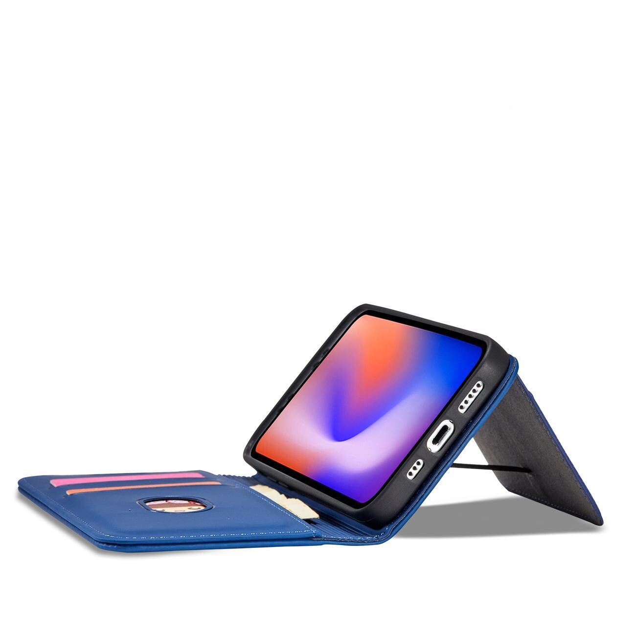 Magnet Kortfodral för iPhone 12 Pro skydd kort plånbok kortställ blå