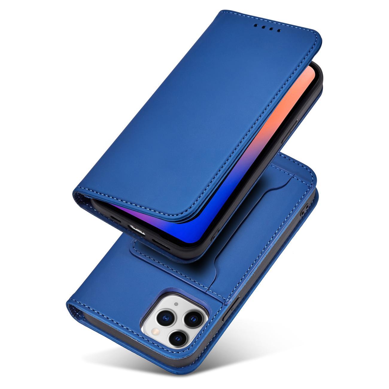 Magnet Kortfodral för iPhone 12 Pro skydd kort plånbok kortställ blå